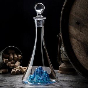 Carafe &agrave; vin en cristal de luxe avec cascade bleue Iceberg int&eacute;gr&eacute;e a&eacute;rateur &agrave; vin sans plomb avec bouchon en verre (115 l)