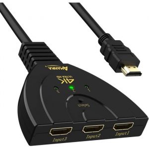 HDMI Switch 4k Switch HDMI 3 Ports Commutateur HDMI S&eacute;lecteur Splitter Manuel 3 Entr&eacute;e vers 1 Sorties Commutateur