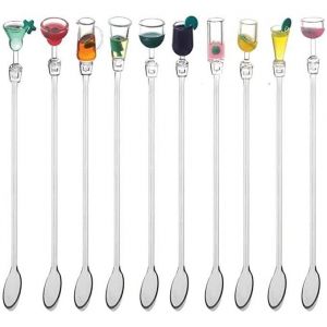 ROCK Agitateurs de boissons color&eacute;s baguettes de cocktail de 23 cm(10 cuill&egrave;res de m&eacute;lange)