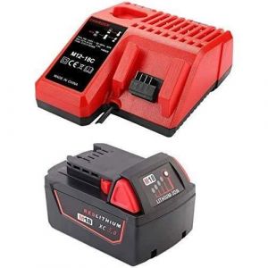 18 V 5000 mAh M18 compatible avec batterie Milwaukee avec chargeur M12 M18 M18B5 M18B2 M18B4 M18BX C18 BC18B C18BX 48 11 1815