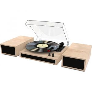 Platine vinyle r&eacute;tro Mustang 1970vintage avec haut-parleursBluetoothdesign r&eacute;trosorties RCAvitesses 33/45/78 tr/min.