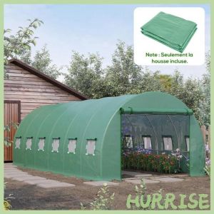 Cocosity B&acirc;che De Rechange Serre Tunnel 18 M&sup2; B&acirc;che 6 X 3 X 2 M Pe Anti-Uv Imperm&eacute;able 12 Fen&ecirc;tres + Porte Enroulable Zipp&eacute;e Vert