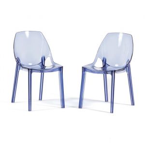 Chaises - Luce - Polycarbonate transparent - Lot de 2 - Intérieur/extérieur - Bleu