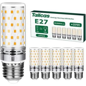 Ampoule E27 Led Blanc Chaud 12WAmpoules Culot Edison &agrave; vis E27 3000K 1000LM AC 220-240V pour Lustres Lampe Murale (Lot de 6