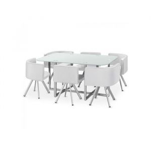 Table de Repas avec 6 chaises Design Madrid Blanc