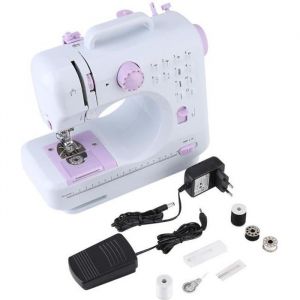FHSM-505A Machine à Coudre Electronique Débutant 12Points Blanc Mini Machine à Coudre Portable