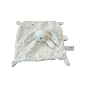 Doudou lapin plat blanc &eacute;toiles - Nicotoy Simba Toys - 23x23 cm