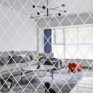 Autocollants muraux de miroir de diamant 3D autocollants de miroir de couture de triangle auto-adh&eacute;sif amovible autocollants