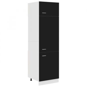Armoire r&eacute;frig&eacute;rateur Meuble bas cuisine Armoire rangement Noir 60x57x207cm Bois ding&eacute;nierie 5530490 FrenchDays
