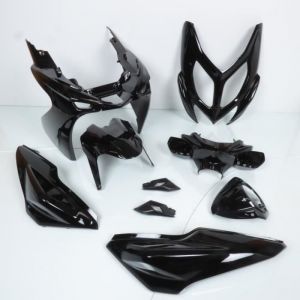 Kit car&eacute;nage P2R pour Scooter MBK 50 Nitro 2013 &agrave;  2020 noir brillant 9 pi&egrave;ces