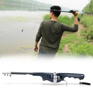Canne &agrave; P&ecirc;che T&eacute;lescopique - GAROSA - Combo Lancer de Leurre - 2 en 1 - Pliable - 134cm