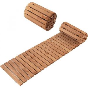 RELAX4LIFE Allée de Jardin en Sapin 245x43CM Texture Antidérapante Chemin Incurvé de Potager Imperméable 42 Pièces Marron Clair