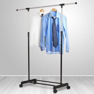 YGONGMYL Portant Penderie à Vêtement Extensible sur Roulettes - Hauteur: 90-158cm / Largeur: 80 -145 cm - Tube en acier Inox Noir