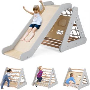 Toboggan Enfant - GOPLUS - avec Triangle Escalade Montessori Filet à Grimper Planche et Échelle Charge 50KG pour Bébé 1