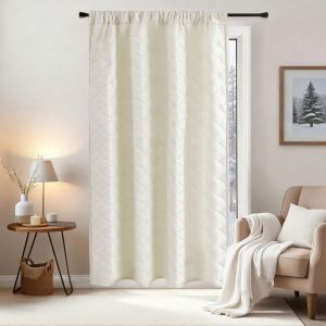 Qelus 1x Rideau Occultants Thermiques Double Couche Isolants Anti Froid&Vent Rideau dhiver pour Fen&ecirc;tre&Porte 140x220cm Beige