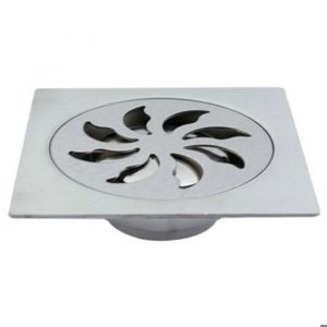 Siphon de douche 15 x 15 cm avec grille et capot amovible en acier inoxydable mat