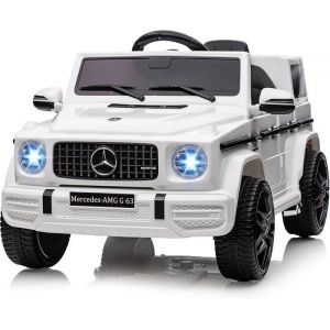 12V Voiture Électrique Enfant Sous Licence Mercedes G63 AMG Télécommande 3 Vitesses Klaxon LED Musique - Blanc