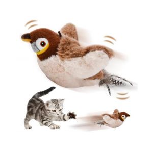 Oiseau Volant pour Chat Jouet Interactif pour Chat Bird Oiseau Battant et Gazouillant pour Chats Flapping Chirping Bird Cat Toy