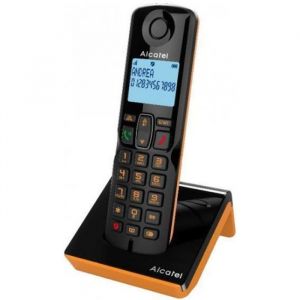 T&eacute;l&eacute;phone sans fil - ALCATEL - S280 Ewe - Noir/orange - Mains libres - 1 combin&eacute;