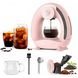 Cafeti&egrave;re &eacute;lectrique 2-en-1 - ZVVN - Mini Q - 120-240 ml - Rose - Commande One Touch - R&eacute;servoir amovible