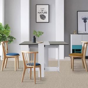 Table de S&eacute;jour Pliante - Design Contemporain - Blanc et Gris - 6 Personnes