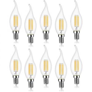Lot de 10 4W Ampoule de Filament LED E14 470LM Flamme Bougie Blanc froid 6000K Non-Dimmable Angle de Faisceau 360&deg;