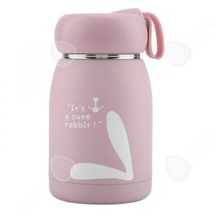 C Thermos 14x75cm acier inoxydable int&eacute;rieur verre portable bouteille isotherme gourde isotherme tasse isolante vacuum flask rose