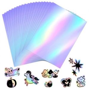 20 Feuilles de Papier Holographique Autocollant Transparent A4 - Film Vinyle Arc-en-Ciel pour Imprimante Jet dEncre et Laser