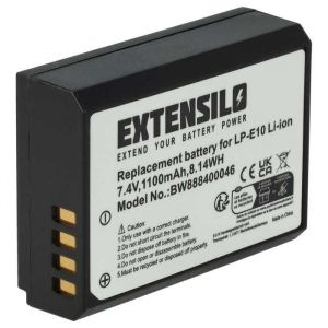 EXTENSILO Batterie compatible avec Canon EOS 2000D 4000D 1200D 1100D 1300D appareil photo reflex numérique (1100mAh 74V