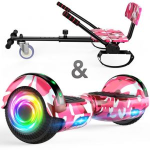 Hoverboard 65 + Hoverkart moteur 160W Autonomie de 6-7km Éclairage LED + Bluetooth Capacité Max 70KGCouleur rose
