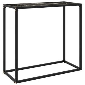 SALE 2026 Table &agrave; caf&eacute; Noire - Table console Noire 80x35x75cm Verre tremp&eacute; PRO563926453