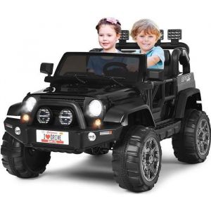 DREAMADE 4x4 Voiture Électrique Enfant 2 Places Véhicule Électrique avec Télécommande LED Musique USB Coffre de RangementNoir