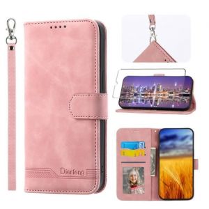 Verre trempé+Etui pour iPhone 6-7-8-SE 2020 4.7Etui en Cuir PU Portefeuille [Antichoc] [Magnétique] [Porte Cartes][Support]Rose