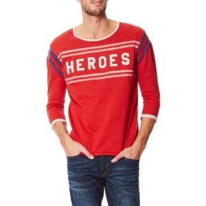T-shirt manches longues - SCOTCH & SODA - Homme - Rouge - Col arrondi - Coupe droite