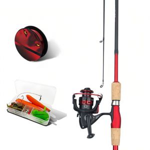 Canne &agrave; P&ecirc;che PASSIONOVA 1.1m-2.13m Kit Complet avec moulinet Fixe Ligne et Leurres pour P&ecirc;che en Mer et Eau Douce Canne Droite