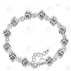Bracelet gourmette - HTBE® - Argent 925 - Oxyde de zirconium - Femme - Argenté