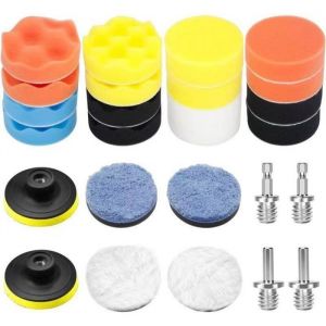 26 Pi&egrave;ces kit Lustrage Carrosserie Voiture Tampons Eponge de Polissage de 80 MM Accessoire pour Polisseuse Pad Polissage &Eacute;tiquette