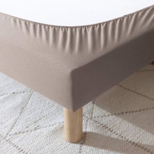 Cache-sommier coton jersey taupe 120x190 à 130x200 - Taupe - Terre de Nuit