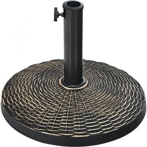 RELAX4LIFE Base de Parasol en Résine avec Tube en Acier INOX pour Ø38-48MM Support de Parasol/Parapluie Rond Bronzé Ø45 x H34 cm
