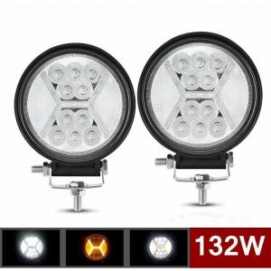 2 PCS Phare de Travail Led 12v 132W Phares Longue Portee Led Moto 4x4 projecteurs antibrouillard LED Feux Travail Led de Recu[61]