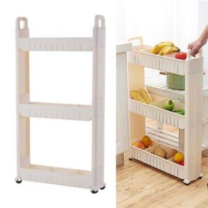 Chariot de cuisine de 10 cm de large unité détagères blanches chariot de rangement avec roues avec poignées