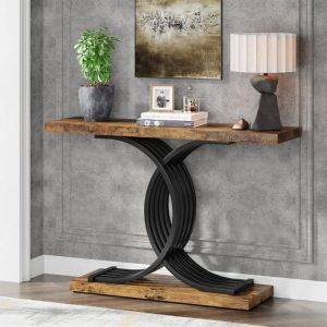 Tribesigns Console Meuble Table Console Blanche Meuble 100 x 29.5 x 80 cm Petite Table de Présentation pour Couloir Entrée