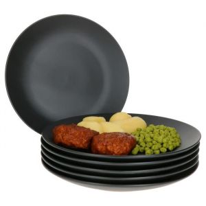 Mambocat Lampart Nero 6 pcs.&nbsp;Service dassiettes plates I noir I assiette plate I &Oslash; 27 cm I gr&egrave;s