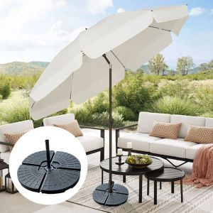 Lot de 4 Dalles de Parasol RoundPied Pour Parasol de Jardin Dalles à Lester Pour Parasol Déporté - Capacité 60L /80kg