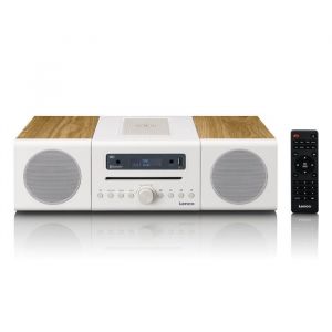 Lenco MC-375WHWD - Cha&icirc;ne HiFi st&eacute;r&eacute;o avec radio DAB+/FM Bluetooth&reg; lecteur CD et station de recharge sans fil - Blanc/Bois