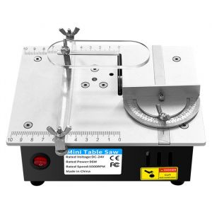 Scie De Table &Eacute;lectrique Mini 96W Pour Mod&eacute;lisme et Bricolage 7 Vitesses Lame 63mm Profondeur 14mm Portable Compacte pour DIY