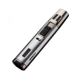 Briquet tempête à 2 jets avec flamme et flamme réglable - Briquet à gaz butane rechargeable - Longue portée - pour barbecue cuisin