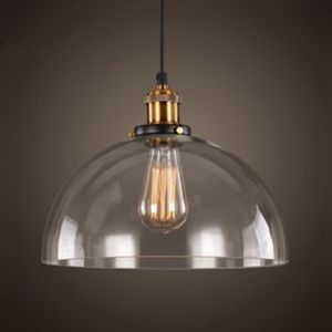 WOTTES Verre Rétro Suspension Luminaire Industrielle Vintage Lustre Eclairage de Plafond Lampe Design Transparent Ø20CM 1PCS