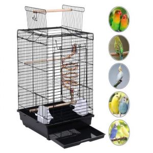 Cage volière pour Oiseaux  XUANYU  perroquets inséparables calopsite perruches volatiles en métal et Bois Noir