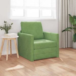 BEWI&reg;Canap&eacute;-lit/Sofa Bed - 2 PERSONNES - clic-clac avec coussin Vert clair 74 x 77 x 81 cm Velours &FR75859